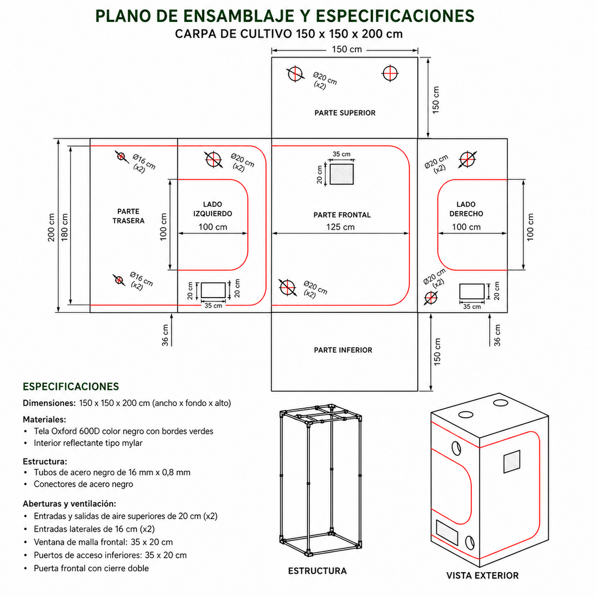 CARPA CROPBOX 150X150X200-KASVI - imagen 5