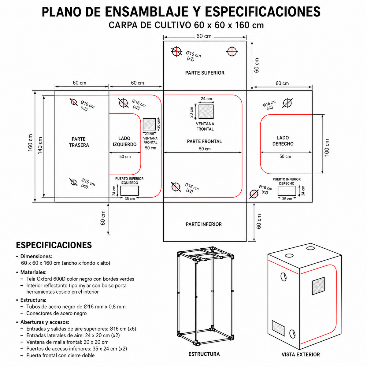 CARPA CROPBOX 60X60X160-KASVI - imagen 4