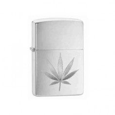CHROME MARIJUANA LEAF DESIGN-ZIPPO