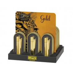 ENCENDEDOR METÁLICO GOLD 12U-CLIPPER